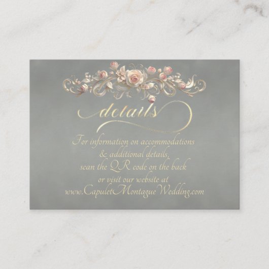 Carte D'accompagnement Bordure d'arc de rose, Code QR - Sauge (Devant)