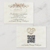 Carte D'accompagnement Bordure d'arc de rose, QR Code - Crème (Devant / Derrière)