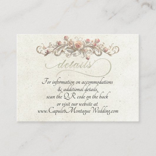 Carte D'accompagnement Bordure d'arc de rose, QR Code - Crème (Devant)