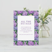 Carte D'accompagnement Bordure de Fleur d'Hydrangea Violet Romantique (Debout devant)