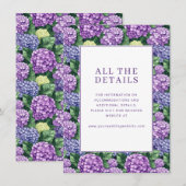 Carte D'accompagnement Bordure de Fleur d'Hydrangea Violet Romantique (Devant / Derrière)