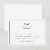 Carte D'accompagnement Bordure élégante Noir et Blanc Mariage RSVP (Devant / Derrière)