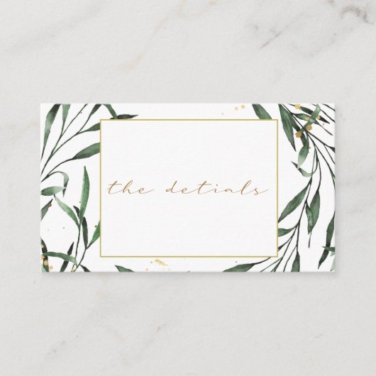 Carte D'accompagnement Bordure verte simple, mariage "les détails" (Devant)