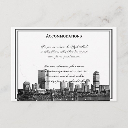 Carte D'accompagnement Boston Destination Mariages Hébergements (Devant)