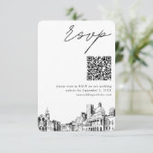 Carte D'accompagnement Boston Mariage moderne RSVP QR Code (Debout devant)
