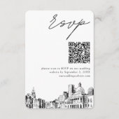 Carte D'accompagnement Boston Mariage moderne RSVP QR Code (Devant)