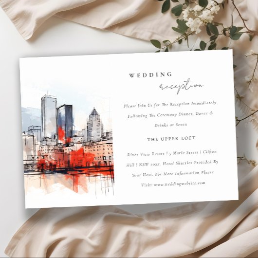 Carte D'accompagnement Boston Massachusetts City Scape Mariage Réception