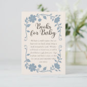 Carte D'accompagnement Botanical Baby Shower Book Request Card Blue Sage (Debout devant)