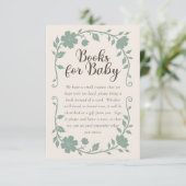 Carte D'accompagnement Botanical Baby Shower Book Request Card Sage (Debout devant)