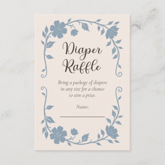 Carte D'accompagnement Botanical Baby Shower Diaper Raffle Blue Sage (Devant)