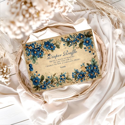 Carte D'accompagnement Botanical Blueberry Floral Diapper Raffle 