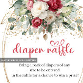 Carte D'accompagnement Botanical Blush Burgundy Floral Diaper Raffle