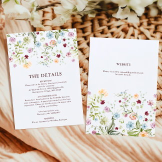 Carte D'accompagnement Botanical Garden Wildflower Wedding Details