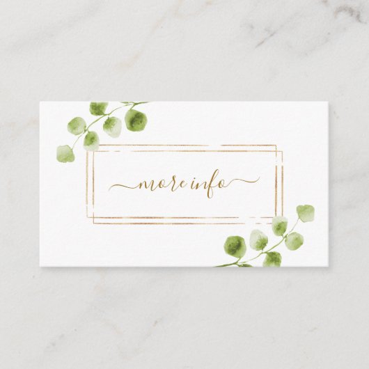 Carte D'accompagnement Botanical Gold Green Mariage Plus d'infos (Devant)