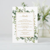 Carte D'accompagnement Botanical Gold Greenery Détails du Mariage (Debout devant)