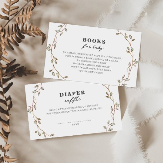 Carte D'accompagnement Botanical Leaves Diaper Raffle Enclosure Card