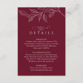 Carte D'accompagnement Botanical Monogram Wedding Details Burgundy (Devant)