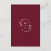 Carte D'accompagnement Botanical Monogram Wedding Details Burgundy (Dos)