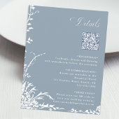 Carte D'accompagnement Botanical Wedding QR Code Details Dusty Blue 