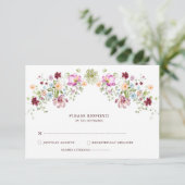 Carte D'accompagnement Botanical Wildflower Wedding RSVP Card (Debout devant)