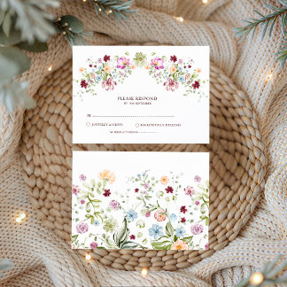 Carte D'accompagnement Botanical Wildflower Wedding RSVP Card