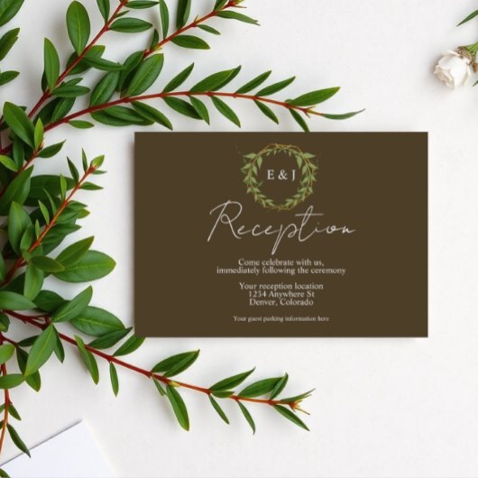 Carte D'accompagnement Botanical Wreath Earth Tone Wedding Reception
