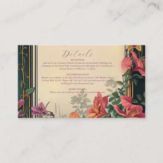 Carte D'accompagnement Botanique Bliss Fleur sauvage Art Nouveau Mariage (Devant)