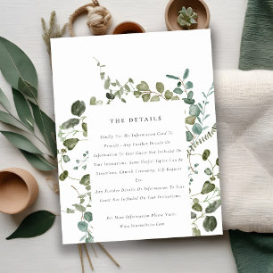 Carte D'accompagnement Botanique Eucalyptus Aquarelle Mariage Détail