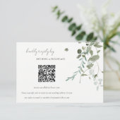 Carte D'accompagnement Botanique Eucalyptus Mariage QR Code RSVP (Debout devant)