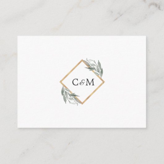 Carte D'accompagnement Botanique Feuille Gold Mariage HÉBERGEMENT (Dos)