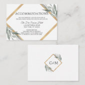 Carte D'accompagnement Botanique Feuille Gold Mariage HÉBERGEMENT (Devant / Derrière)