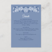 Carte D'accompagnement Botanique Floral Dusty Blue Navy Détails du Mariag (Devant)