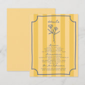 Carte D'accompagnement Botanique Floral Yellow Stripe Détails du Mariage (Devant / Derrière)
