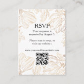 Carte D'accompagnement Botanique Golden Floral QR Code Mariage RSVP (Devant)