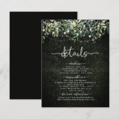 Carte D'accompagnement Botanique Mariage Vert Éclairage à chaîne Détails (Devant / Derrière)