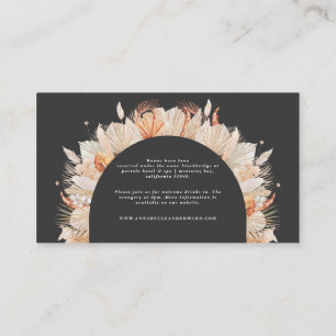 Carte D'accompagnement botanique noire élégante pampa détails mariages