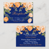 Carte D'accompagnement Botanique Orange Floral et bleu marine - Réception (Devant / Derrière)