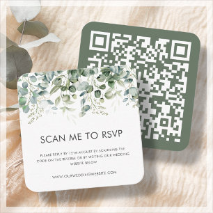 Carte D'accompagnement Botanique verte Code QR RSVP de mariage
