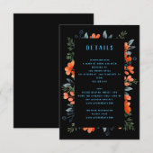 Carte D'accompagnement Botaniques en fleurs Orange Floral Détails du Mari (Devant / Derrière)