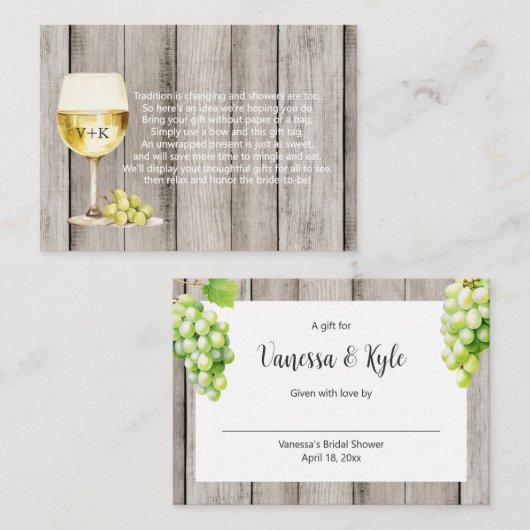 Carte D'accompagnement Botte de vin rustique affiche étiquette de douche  (Devant / Derrière)