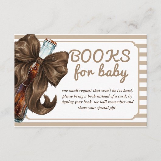 Carte D'accompagnement Bottle Bow Baby Shower Book Request (Devant)