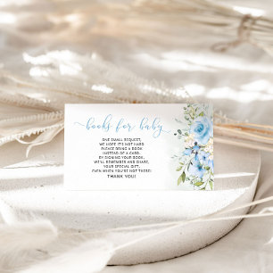 Carte D'accompagnement Boucles floral bleu aquarelle pour bébé