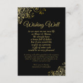 Carte D'accompagnement Boucles Noir & Or Mariage Souhaite bien Poem (Devant)
