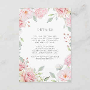 Carte D'accompagnement Bountiful Rose rose Floral Mariage Détails de l'in