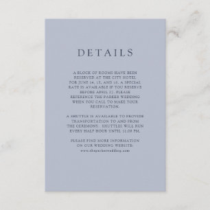 Carte D'accompagnement Bouquet bleu Détails du client mariage