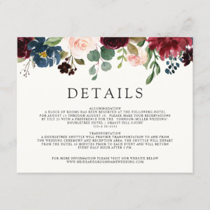 Carte D'accompagnement Bouquet Bourgogne Détails du mariage