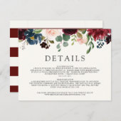 Carte D'accompagnement Bouquet Bourgogne | Détails du mariage (Devant / Derrière)