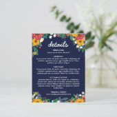 Carte D'accompagnement Bouquet de bouquet Golden Yellow Navy Blue Boho Dé (Debout devant)