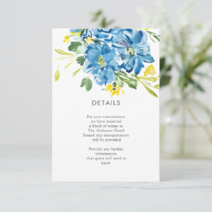 Carte D'accompagnement Bouquet de fleurs bleu aquarelle Détails