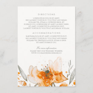 Carte D'accompagnement Bouquet de fleurs d'aquarelle Orange Détails du Ma